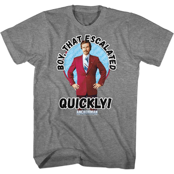 Anchorman T-Shirt Escalated Quickly Grey Tee - Yoga Clothing for You