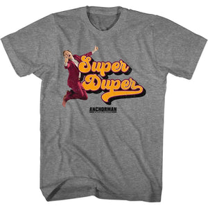 Anchorman T-Shirt Ron Burgundy Super Duper Grey Tee - Yoga Clothing for You