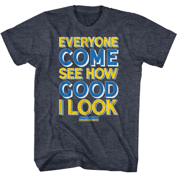 Anchorman T-Shirt Good I Look Heather Navy Tee - Yoga Clothing for You