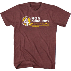 Anchorman T-Shirt Ron Burgundy Heather Maroon Tee - Yoga Clothing for You