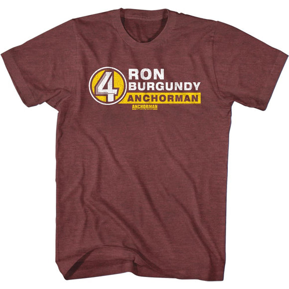 Anchorman T-Shirt Ron Burgundy Heather Maroon Tee - Yoga Clothing for You