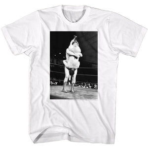 Andre The Giant T-Shirt Tombstone Piledriver White Tee - Yoga Clothing for You