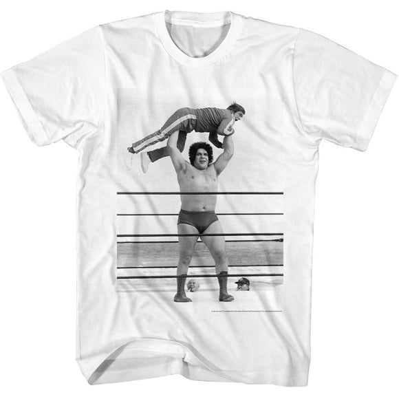 Andre The Giant T-Shirt Picking Up Guy In Ring White Tee - Yoga Clothing for You