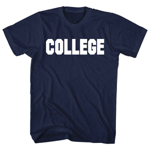 Animal House T-Shirt COLLEGE Bold White Text Navy Tee - Yoga Clothing for You