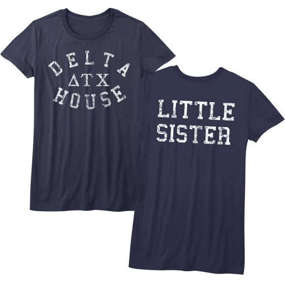 Animal House Juniors T-Shirt Delta House Little Sister Navy Tee - Yoga Clothing for You