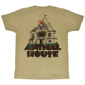 Animal House T-Shirt Delta House Flag Flyer Khaki Heather Tee - Yoga Clothing for You