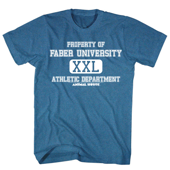 Animal House T-Shirt Property Of Faber University Blue Heather Tee - Yoga Clothing for You