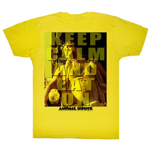 Animal House T-Shirt Keep Calm And Eat On Yellow Tee - Yoga Clothing for You