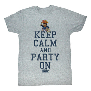 Animal House T-Shirt Keep Calm Party On Grey Heather Tee - Yoga Clothing for You