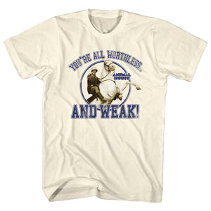 Animal House T-Shirt You're All Worthless And Weak White Tee - Yoga Clothing for You