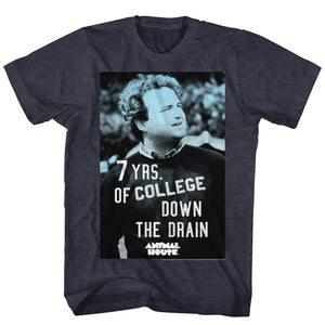 Animal House T-Shirt 7 Years Of College Down The Drain Navy Heather Tee - Yoga Clothing for You