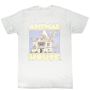 Animal House T-Shirt Distressed Cartoon White Tee - Yoga Clothing for You