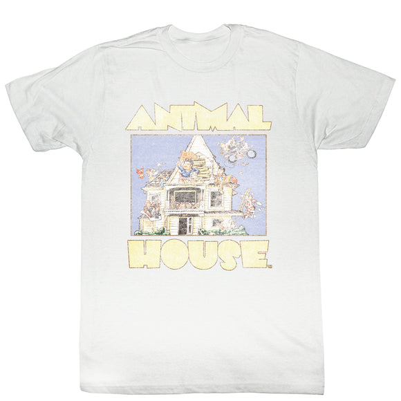 Animal House Tall T-Shirt Distressed Cartoon White Tee - Yoga Clothing for You