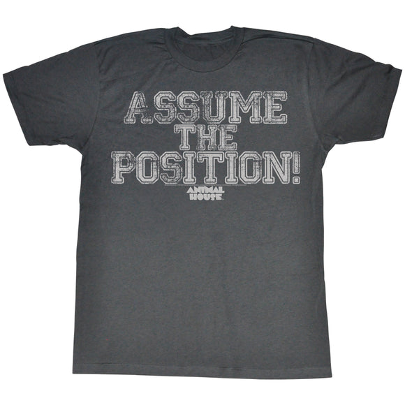 Animal House T-Shirt Assume The Position Black Heather Tee - Yoga Clothing for You