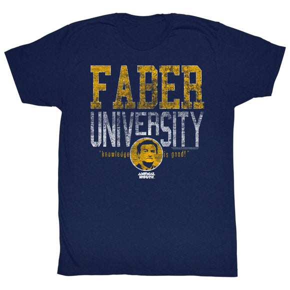 Animal House T-Shirt Distressed Faber University Navy Tee - Yoga Clothing for You