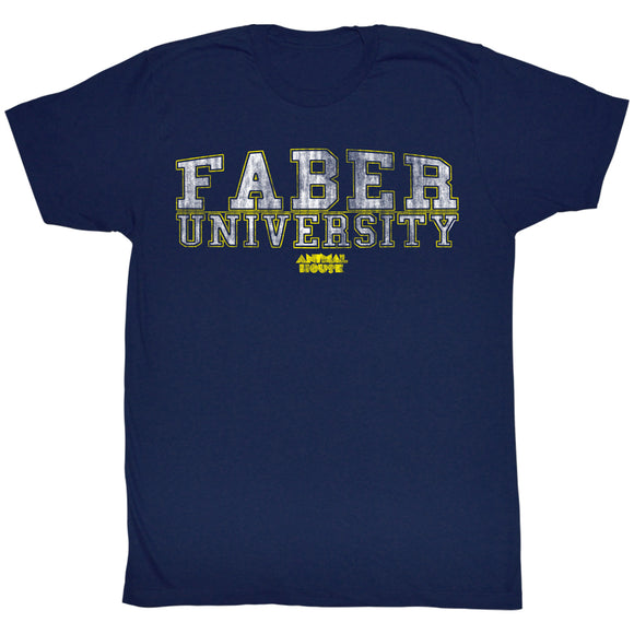 Animal House Tall T-Shirt Distressed Faber University Text Navy Tee - Yoga Clothing for You