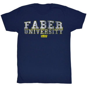Animal House T-Shirt Distressed Faber University Text Navy Tee - Yoga Clothing for You