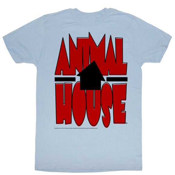 Animal House T-Shirt Red Bold Letters Light Blue Heather Tee, Small - Yoga Clothing for You