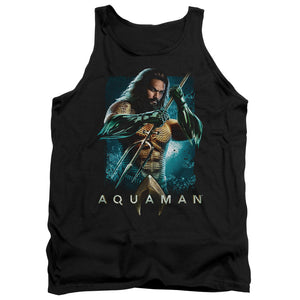 Aquaman Movie Tanktop Posing with Trident Black Tank - Yoga Clothing for You
