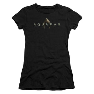 Aquaman Movie Juniors T-Shirt Logo Black Tee - Yoga Clothing for You