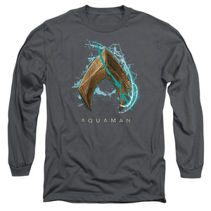 Aquaman Movie Long Sleeve T-Shirt Water Shield Logo Charcoal Tee - Yoga Clothing for You