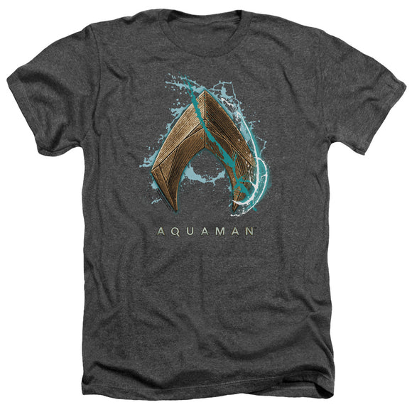 Aquaman Movie Heather T-Shirt Water Shield Logo Charcoal Tee - Yoga Clothing for You