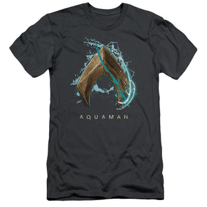 Aquaman Movie Slim Fit T-Shirt Water Shield Logo Charcoal Tee - Yoga Clothing for You
