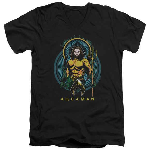 Aquaman Movie Slim Fit V-Neck T-Shirt Portrait Black Tee - Yoga Clothing for You