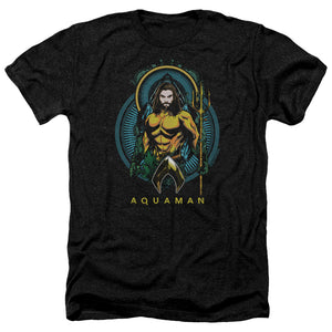 Aquaman Movie Heather T-Shirt Portrait Black Tee - Yoga Clothing for You