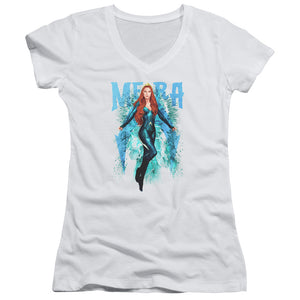 Aquaman Movie Juniors V-Neck T-Shirt Mera White Tee - Yoga Clothing for You