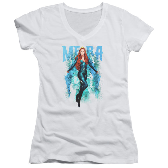 Aquaman Movie Juniors V-Neck T-Shirt Mera White Tee - Yoga Clothing for You