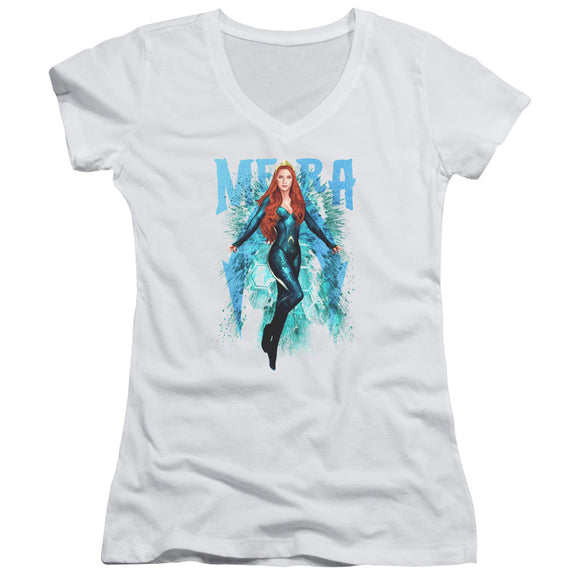 Aquaman Movie Juniors V-Neck T-Shirt Mera White Tee - Yoga Clothing for You