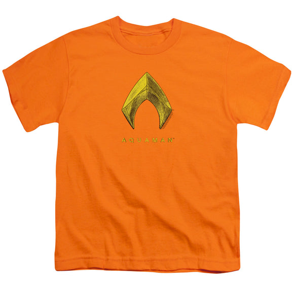 Aquaman Movie Kids T-Shirt Yellow Water Shield Logo Orange Tee - Yoga Clothing for You