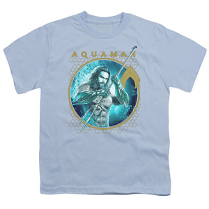 Aquaman Movie Kids T-Shirt Circle Portrait Light Blue Tee - Yoga Clothing for You