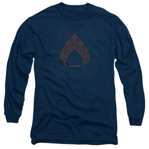 Aquaman Movie Long Sleeve T-Shirt Paisley Logo Navy Tee - Yoga Clothing for You