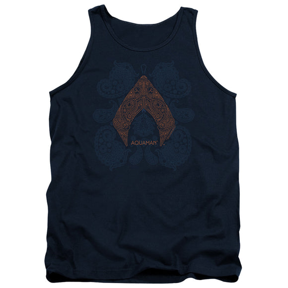 Aquaman Movie Tanktop Paisley Logo Navy Tank - Yoga Clothing for You