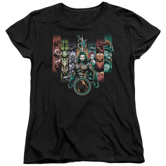 Aquaman Movie Womens T-Shirt Characters Black Tee - Yoga Clothing for You