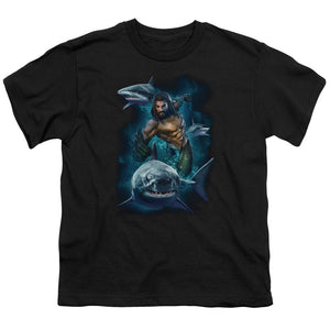 Aquaman Movie Kids T-Shirt Swimming with Sharks Black Tee - Yoga Clothing for You