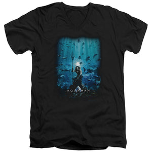 Aquaman Movie Slim Fit V-Neck T-Shirt Poster Black Tee - Yoga Clothing for You