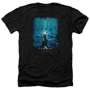 Aquaman Movie Heather T-Shirt Poster Black Tee - Yoga Clothing for You
