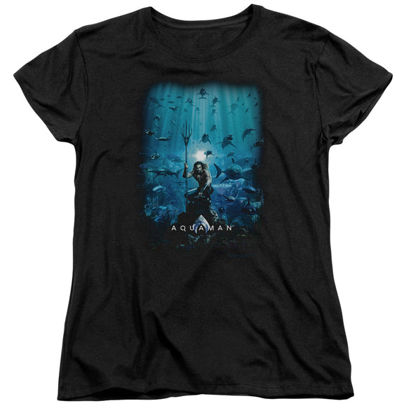 Aquaman Movie Womens T-Shirt Poster Black Tee - Yoga Clothing for You