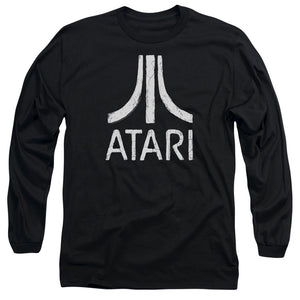 Atari Long Sleeve T-Shirt Distressed White Logo Black Tee - Yoga Clothing for You