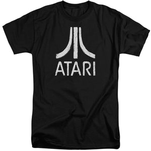 Atari Tall T-Shirt Distressed White Logo Black Tee - Yoga Clothing for You