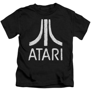 Atari Boys T-Shirt Distressed White Logo Black Tee - Yoga Clothing for You