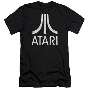 Atari Premium Canvas T-Shirt Distressed White Logo Black Tee - Yoga Clothing for You