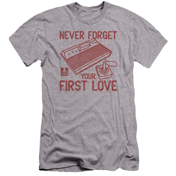 Atari Premium Canvas T-Shirt Never Forget Your First Love Heather Tee - Yoga Clothing for You