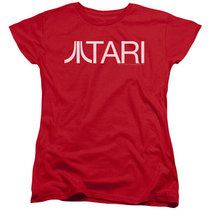 Atari Womens T-Shirt Text Logo Red Tee - Yoga Clothing for You