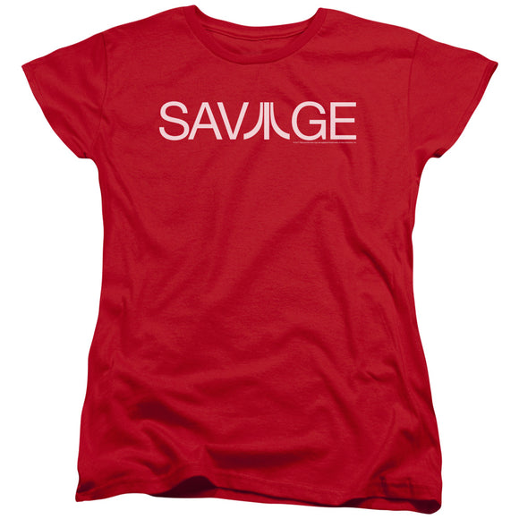 Atari Womens T-Shirt Savage Logo Red Tee - Yoga Clothing for You