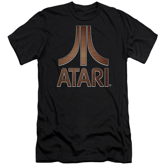 Atari Premium Canvas T-Shirt Classic Wood Emblem Logo Black Tee - Yoga Clothing for You