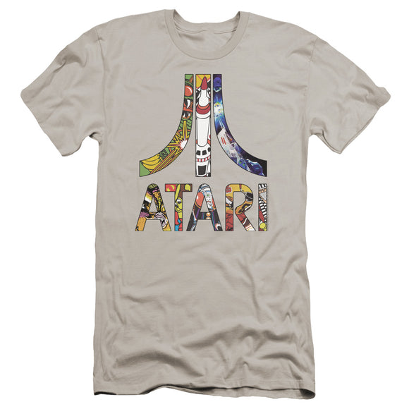 Atari Premium Canvas T-Shirt Inset Art Logo Silver Tee - Yoga Clothing for You